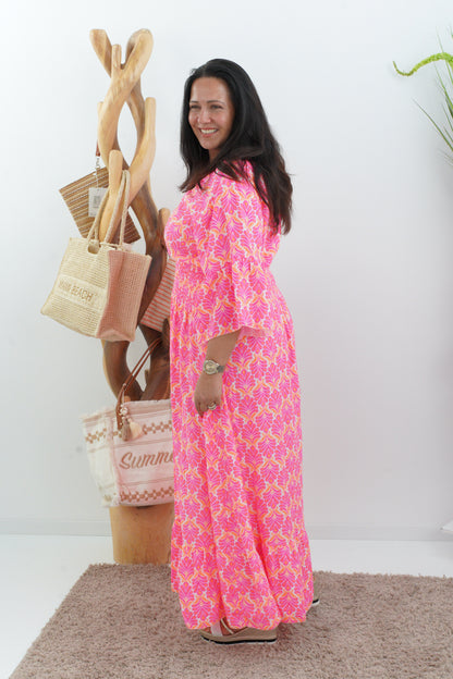 Kleid in Neon-Orange-Pink (40-44)