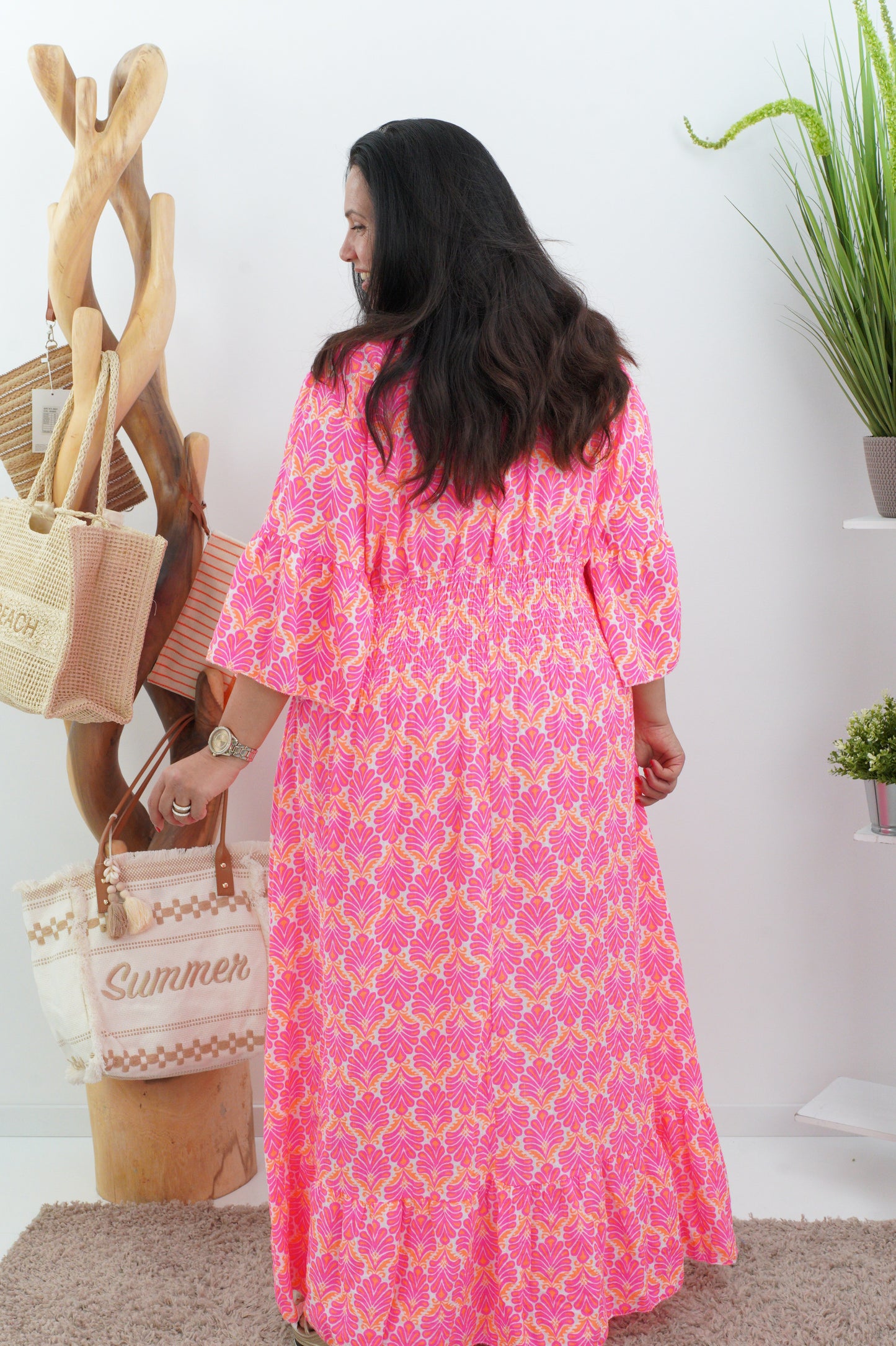 Kleid in Neon-Orange-Pink (40-44)