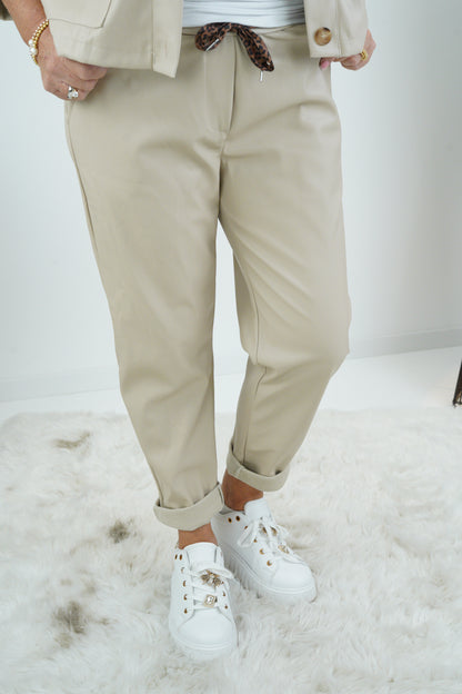 Kunstleder Joggpant in Beige (38-42+)