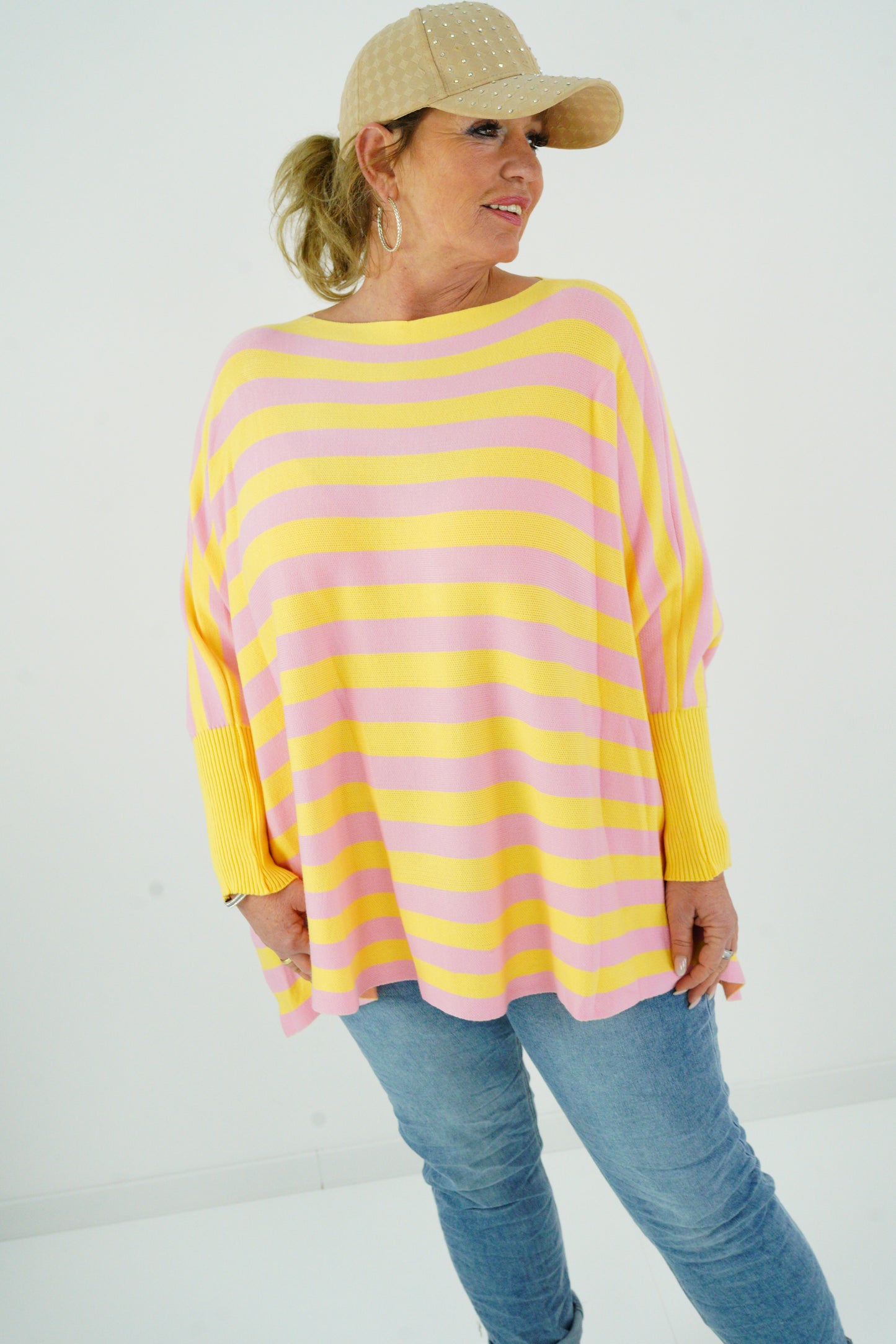 Pullover in Rosa-Gelb (38-48) Oversize