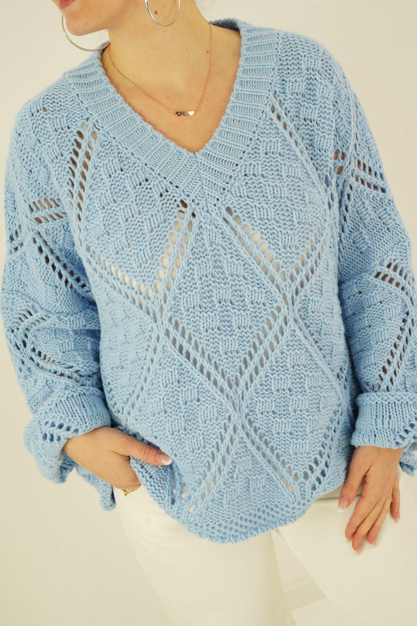 Strickpullover in Himmelblau (38-44)