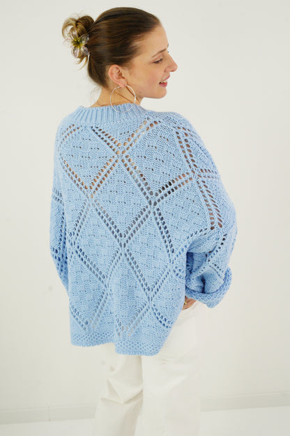 Strickpullover in Himmelblau (38-44)