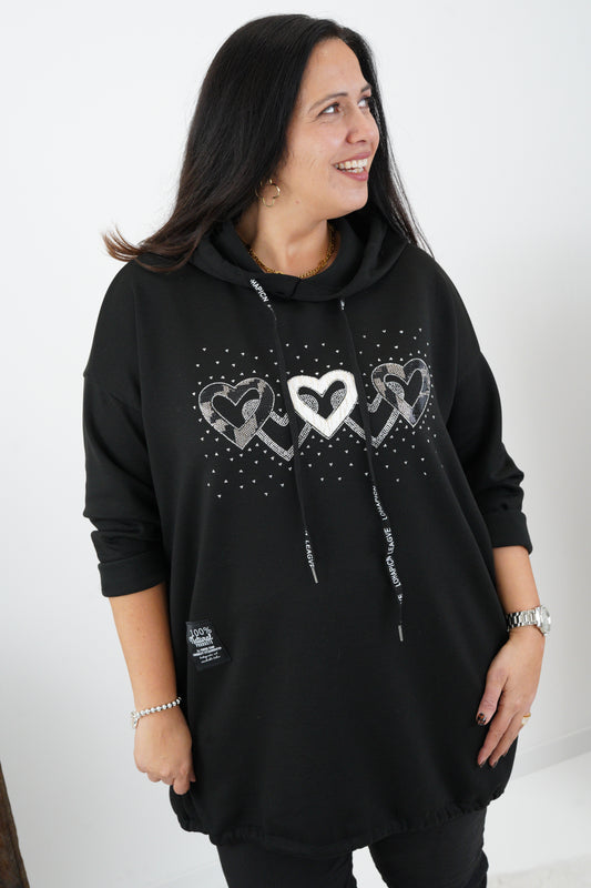 Long Sweatshirt in Schwarz (42-46+)