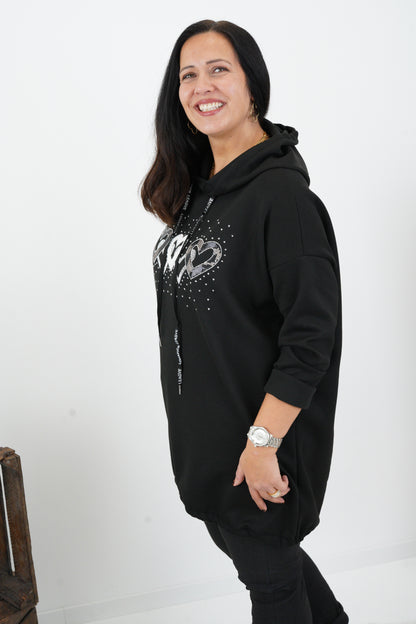 Long Sweatshirt in Schwarz (42-46+)