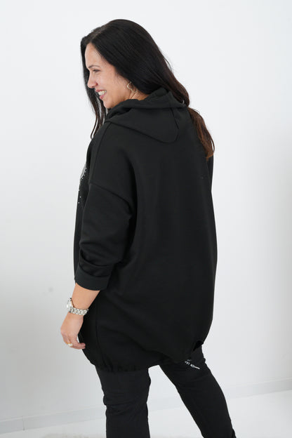 Long Sweatshirt in Schwarz (42-46+)