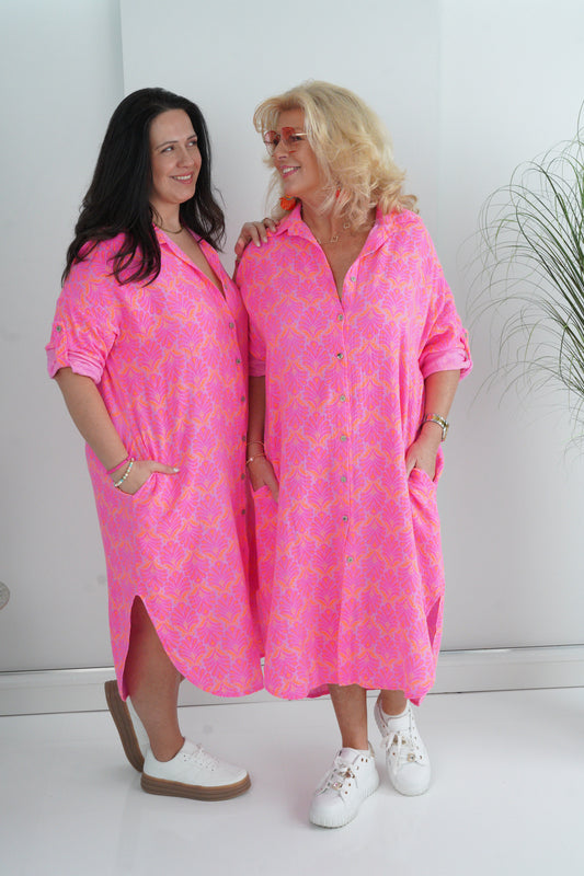 Kleid in Neon-Pink-Orange (40-44) Lieferzeit 7-9 Wkt.