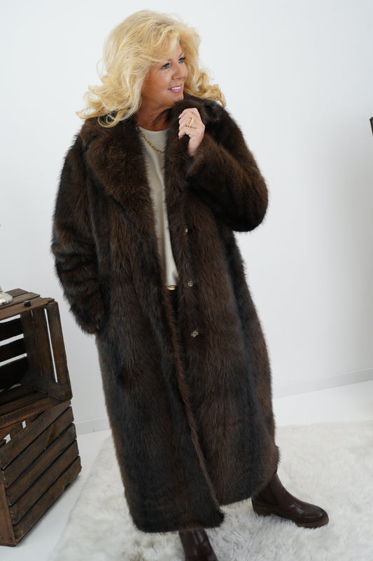 Webpelz Mantel in Dark-Chocolate (38-42+)