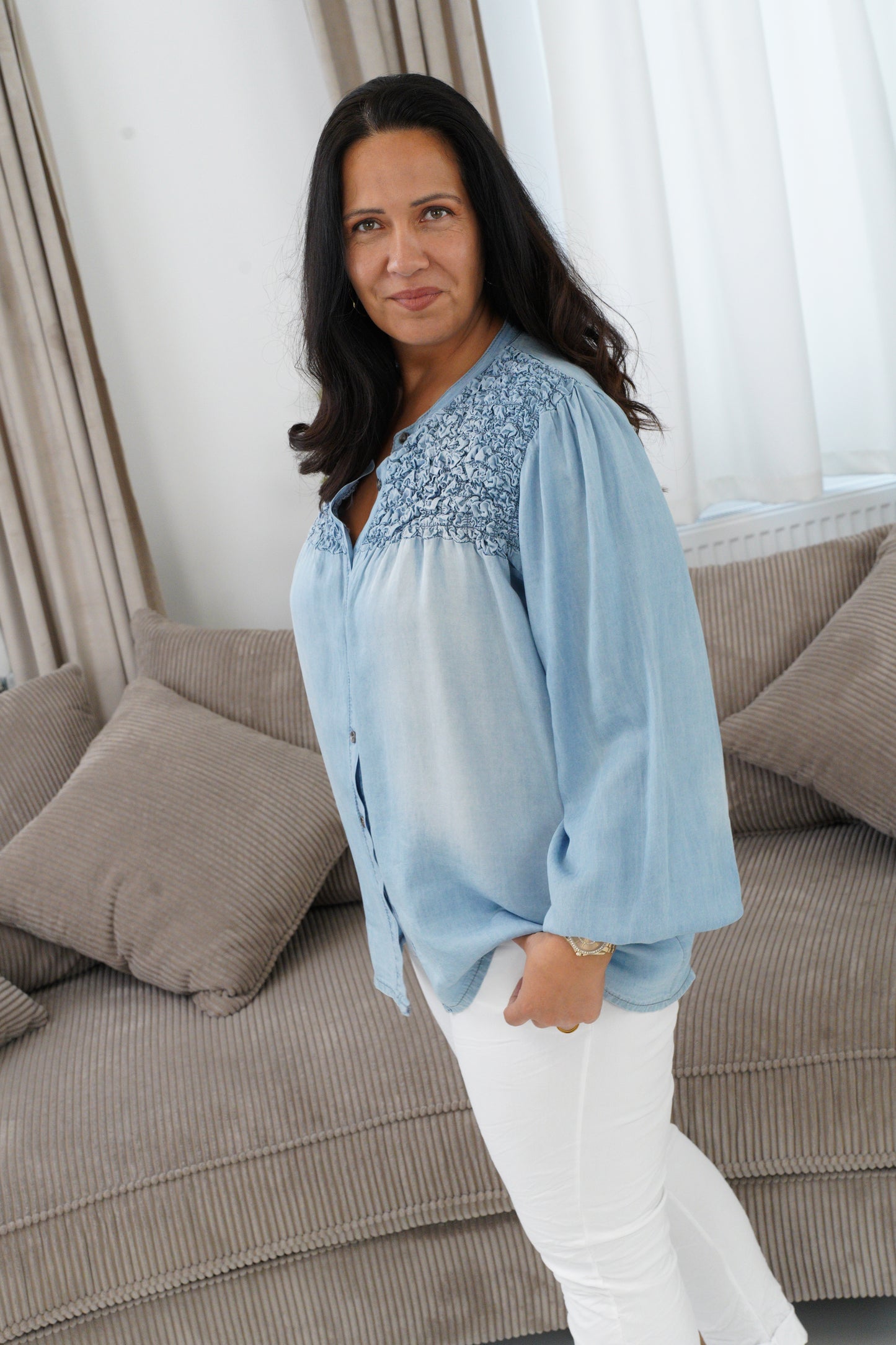 Jeansbluse in Light-Blue (40-44)