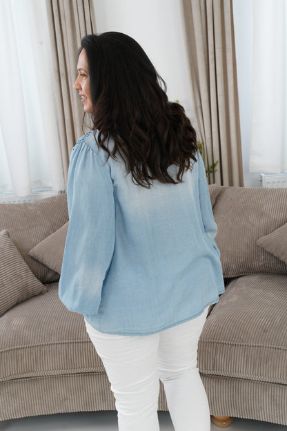Jeansbluse in Light-Blue (40-44)