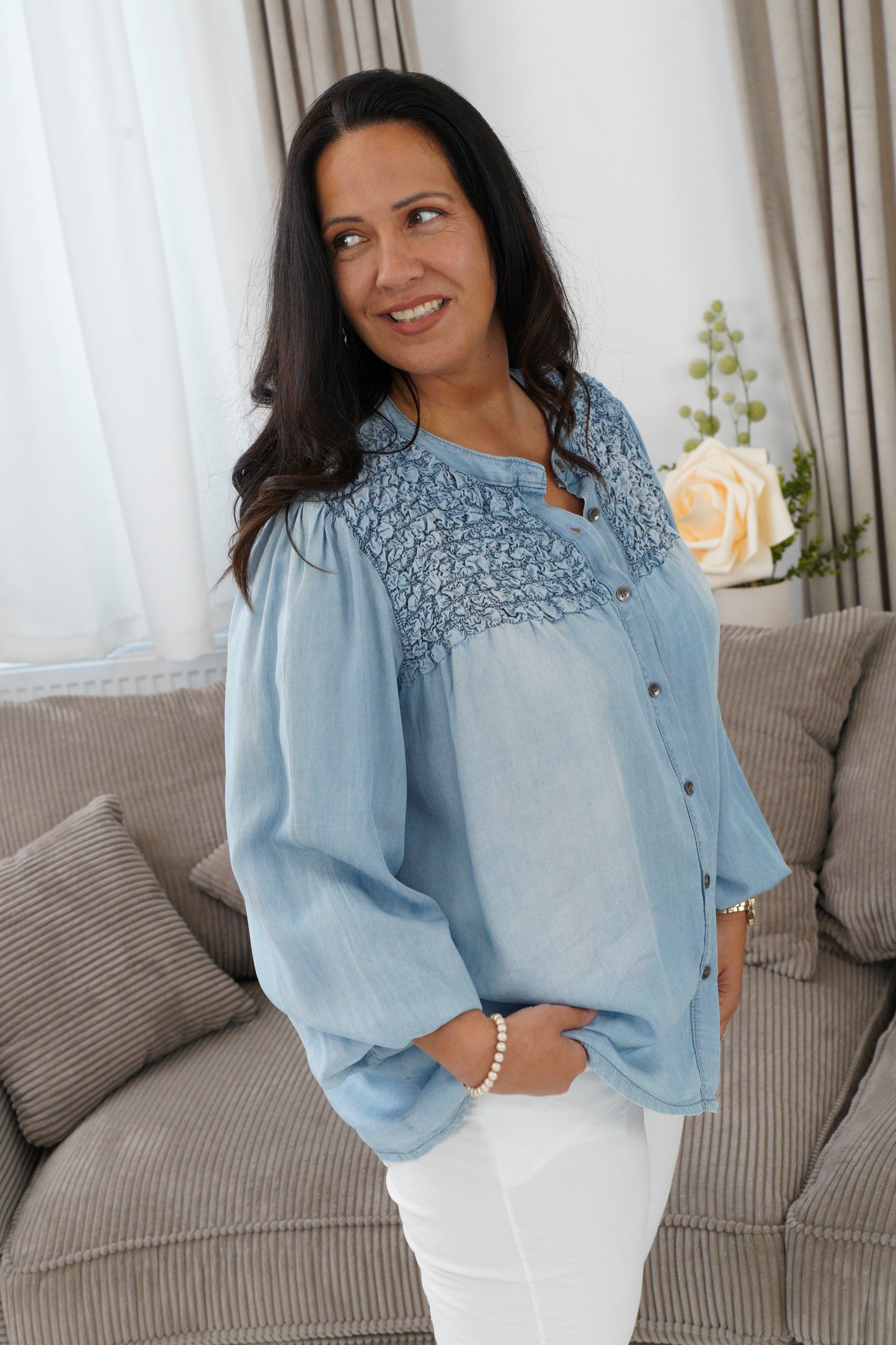 Jeansbluse in Light-Blue (40-44)