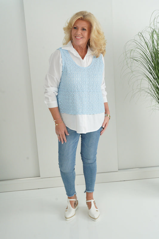 Häkel-Top in Hellblau (38-42)