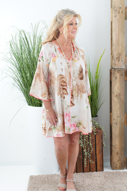 Kleid in Beige-Bunt (38-42)