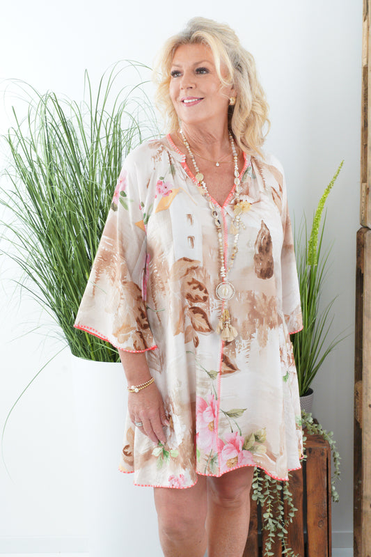 Kleid in Beige-Bunt (38-42)