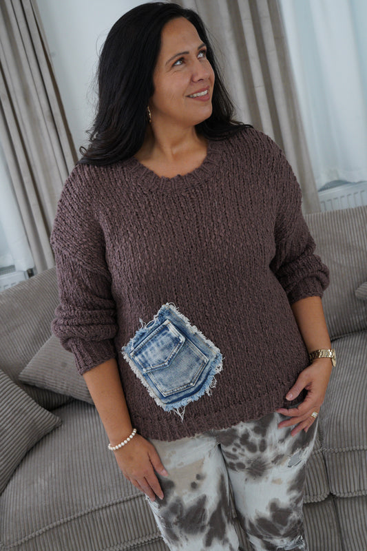 Strickpullover in Schoko (38-42+)