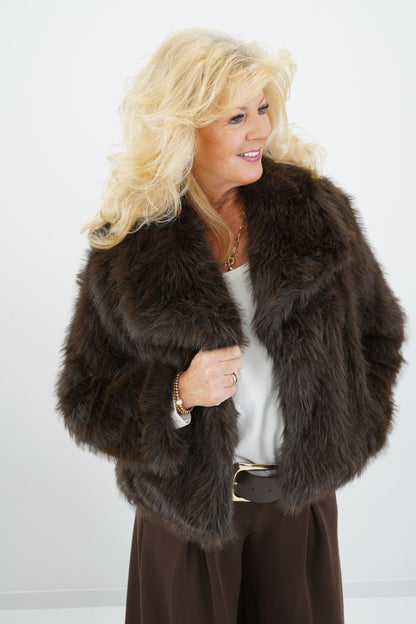 Webpelz Jacke in Dark Chocolate (38-42)