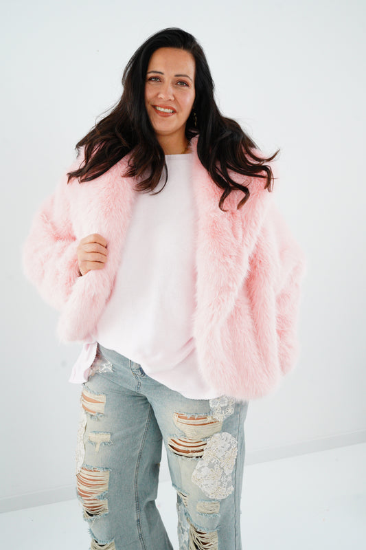 Webpelz-Jacke in Rose (40-42+)