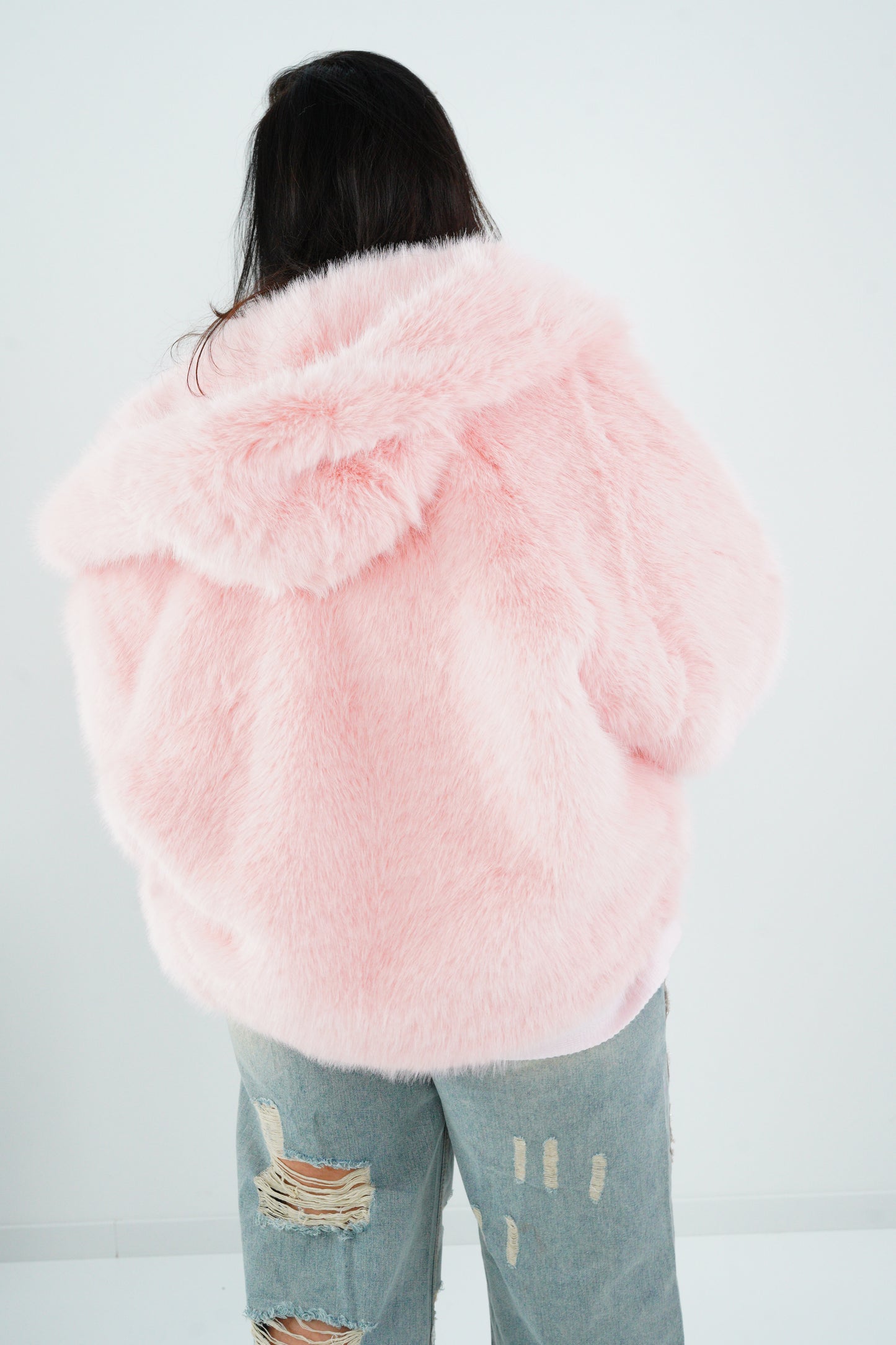 Webpelz-Jacke in Rose (40-42+)