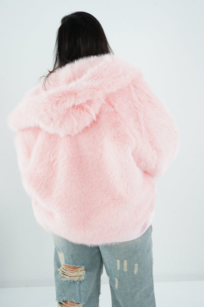 Webpelz-Jacke in Rose (40-42+)