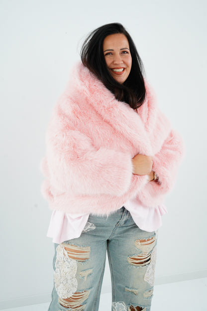 Webpelz-Jacke in Rose (40-42+)