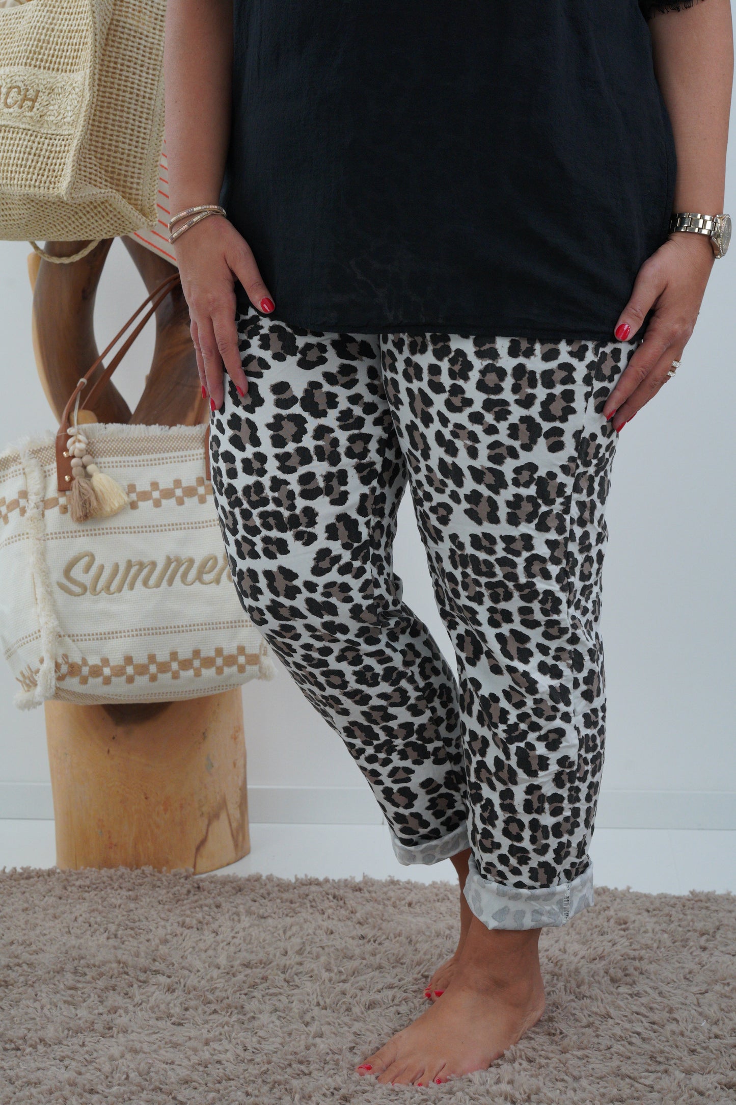 Joggpant in Leo-Weiß (42-46)