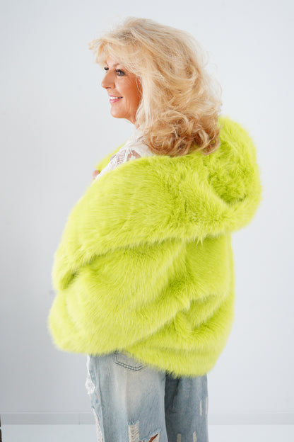 Webpelz-Jacke in Neon-Grün (40-42+)