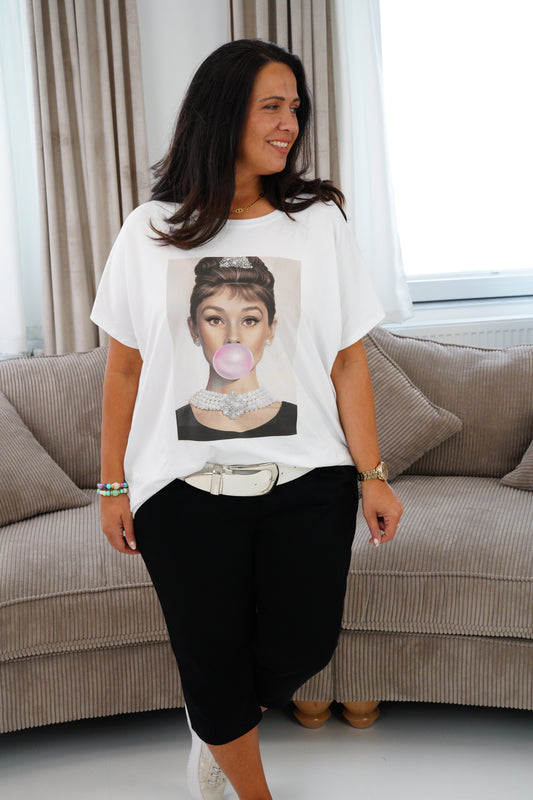 T-Shirt in Weiß mit Print (42-46+)