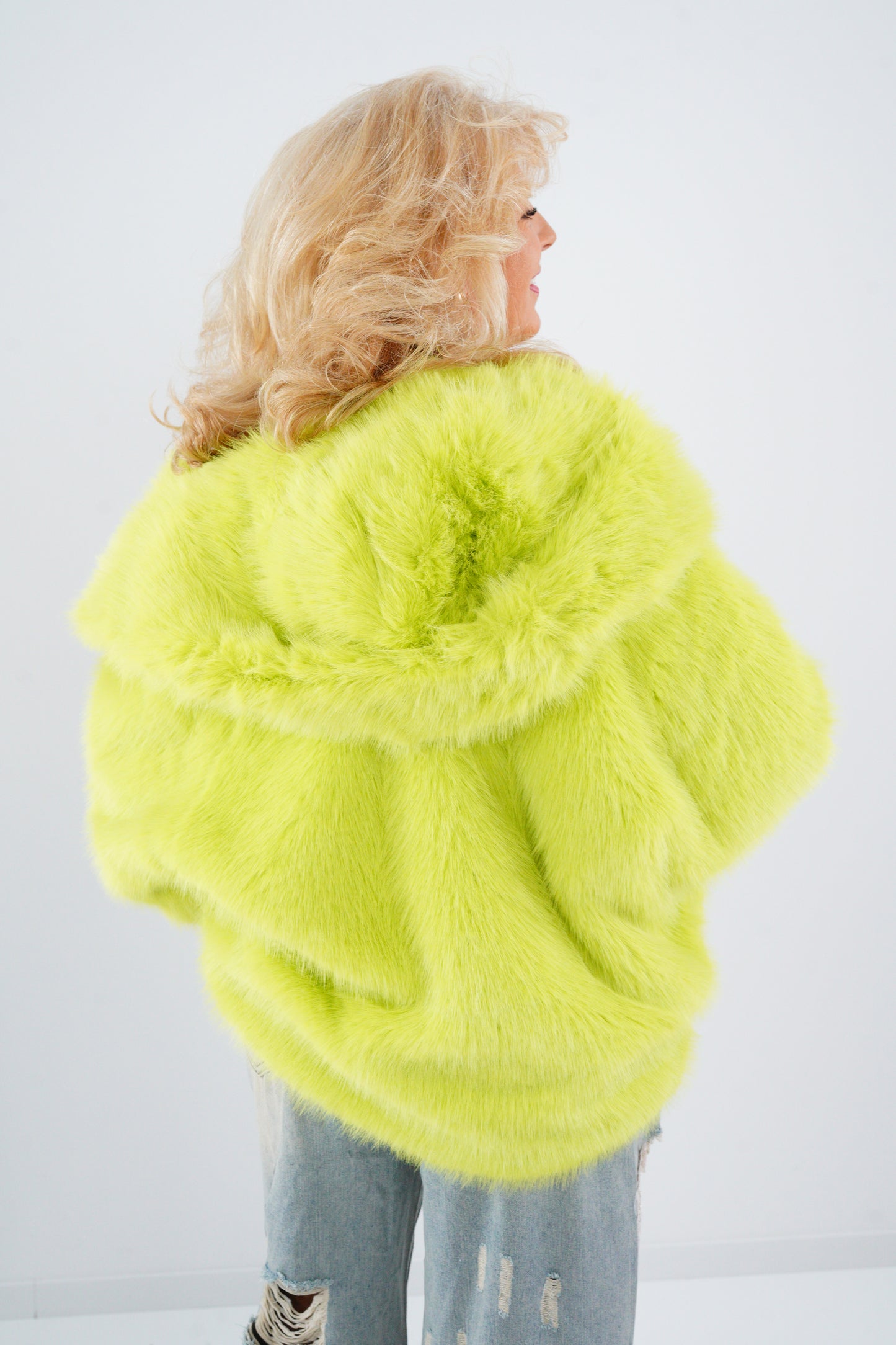 Webpelz-Jacke in Neon-Grün (40-42+)