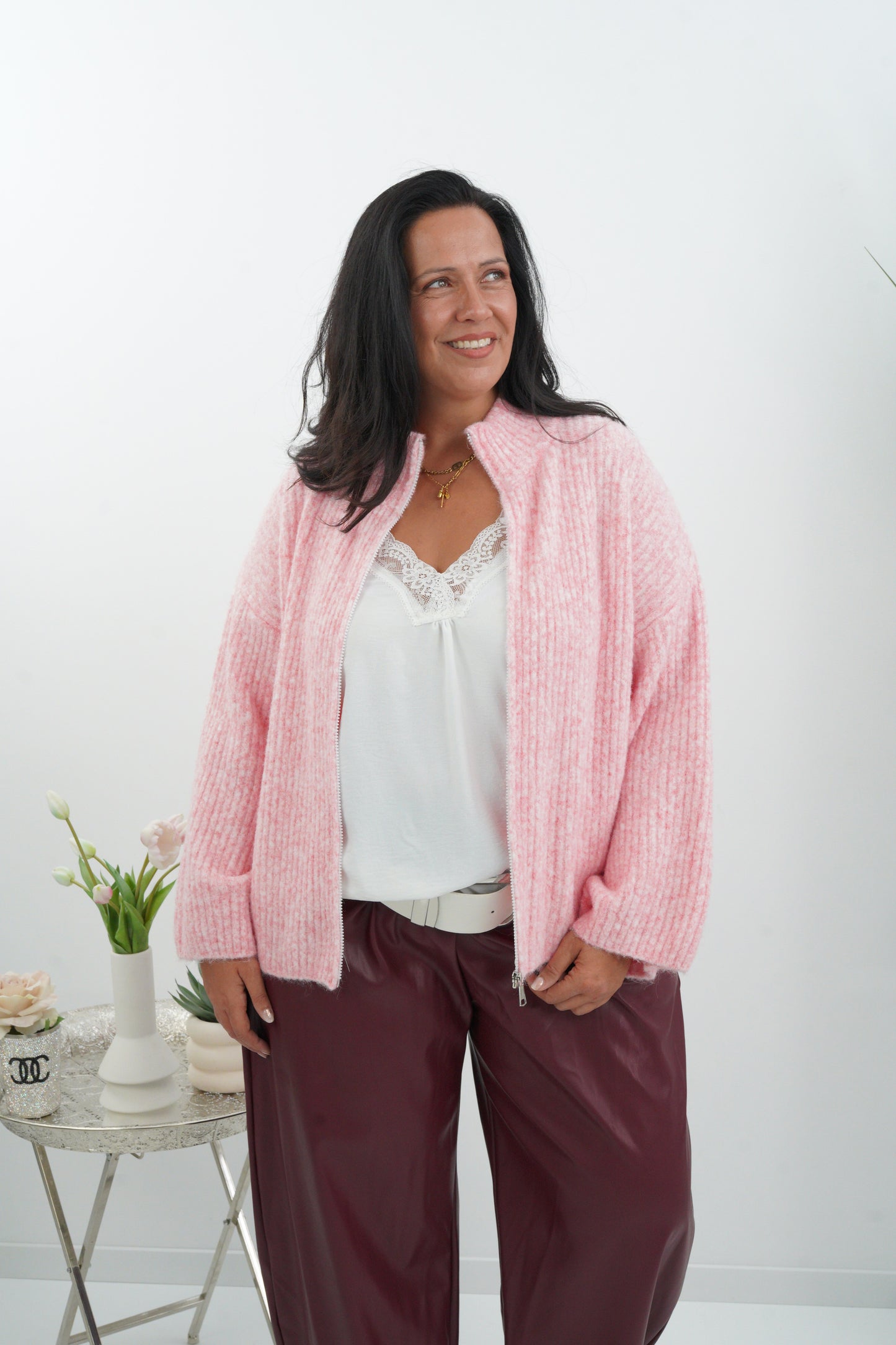 Stilvolle Strickjacke in zartem Rosa (40-44)