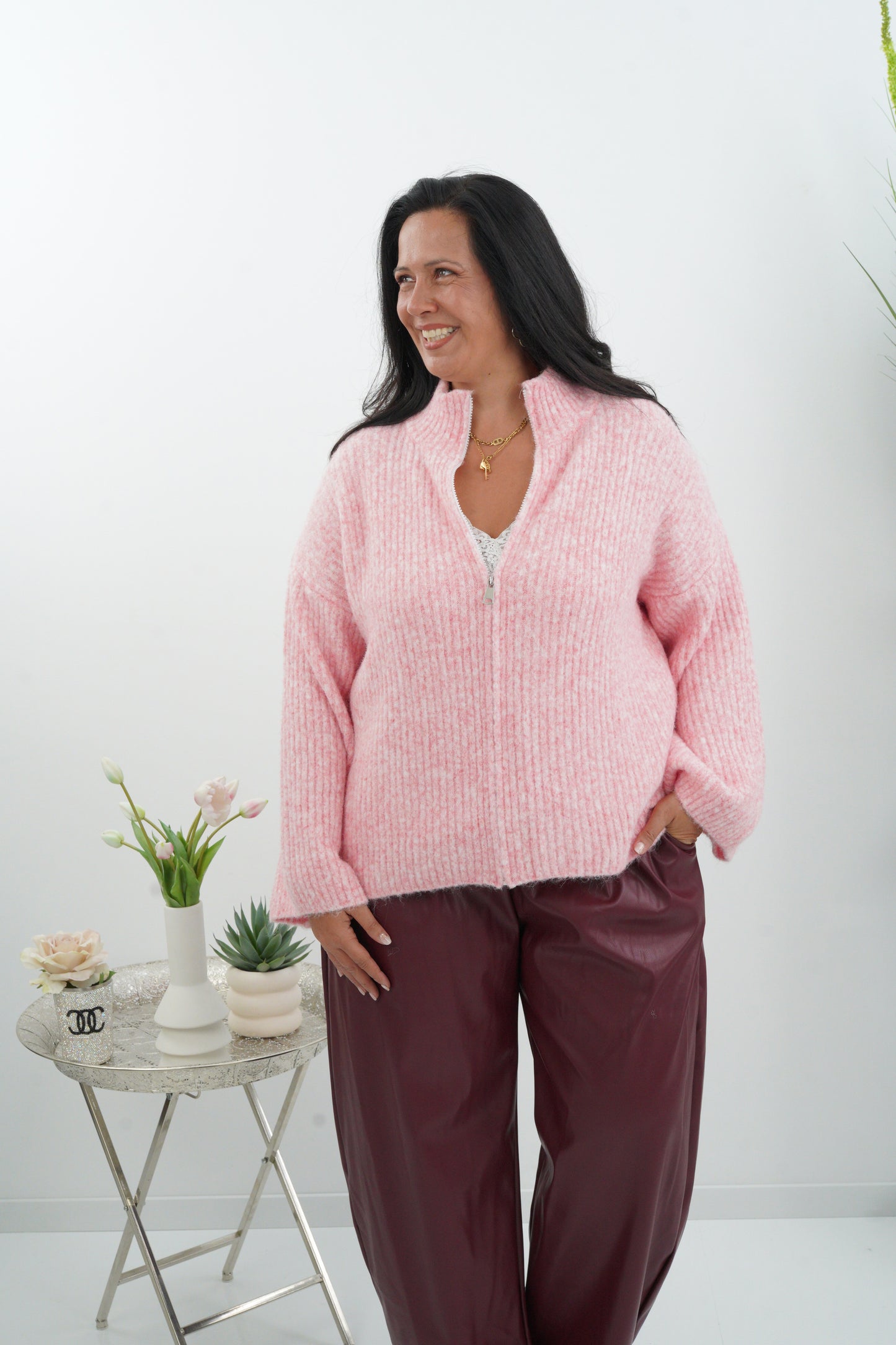 Stilvolle Strickjacke in zartem Rosa (40-44)