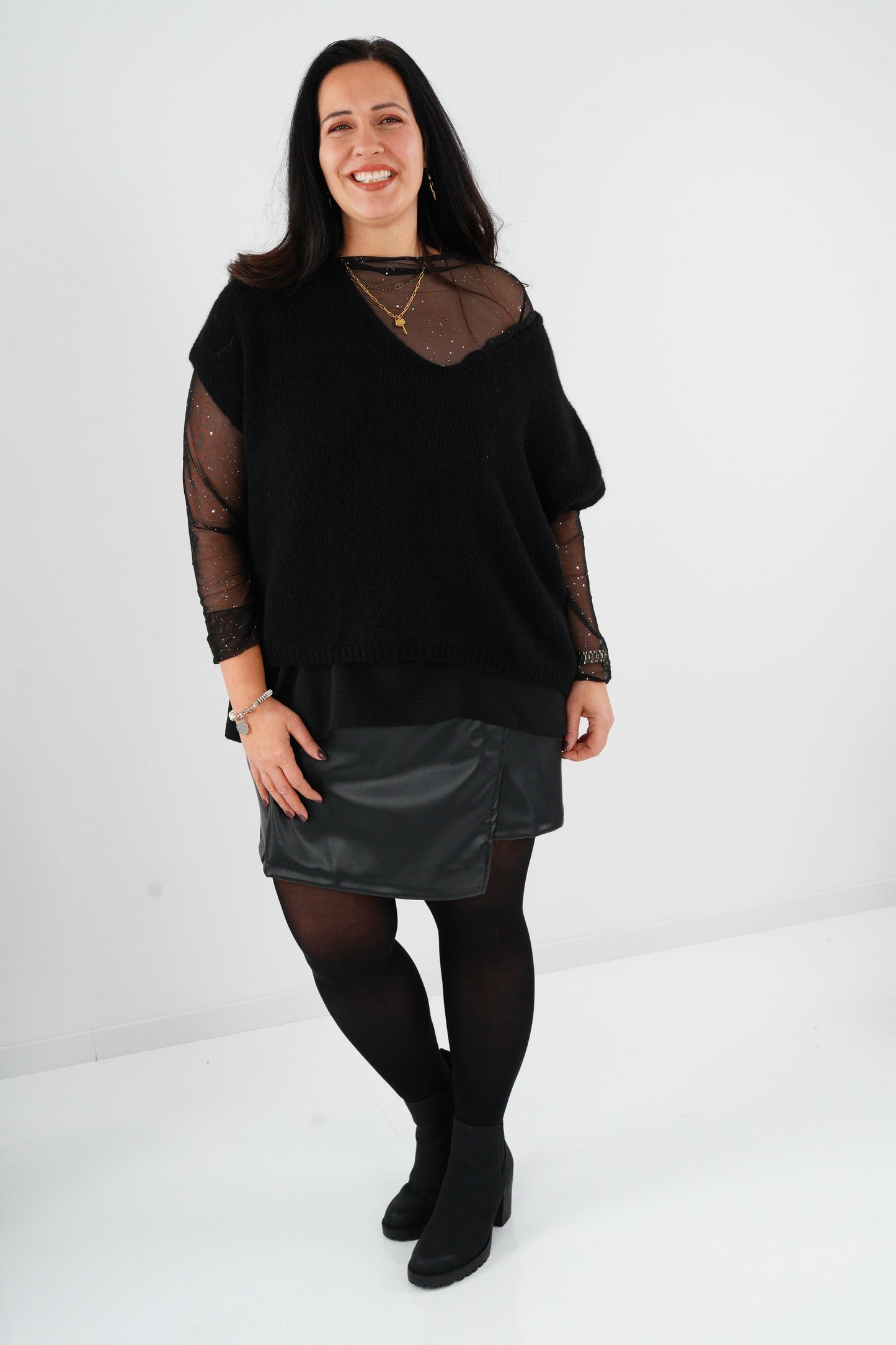 Kunstleder Rock in Schwarz (38-42+)