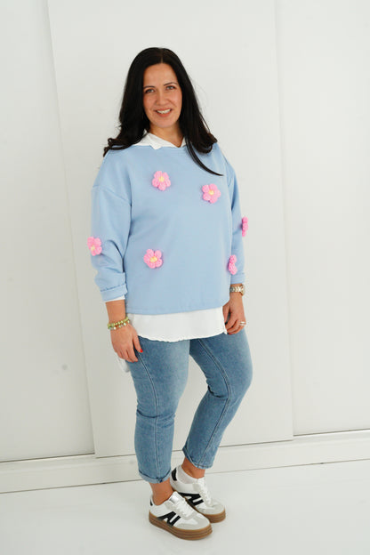 Sweatshirt in Himmelblau (38-42+)