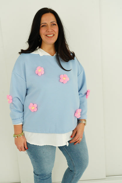 Sweatshirt in Himmelblau (38-42+)