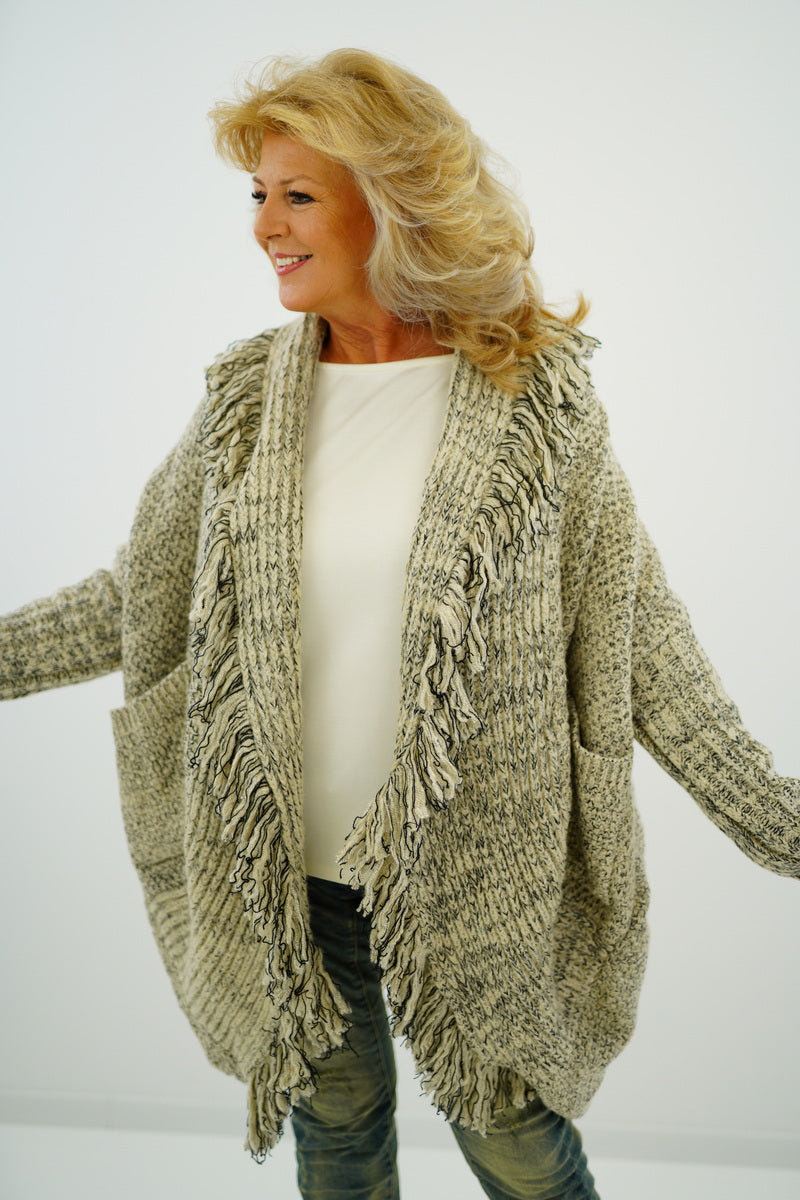 Strickjacke "Isabella" (40-46) beige-schwarz