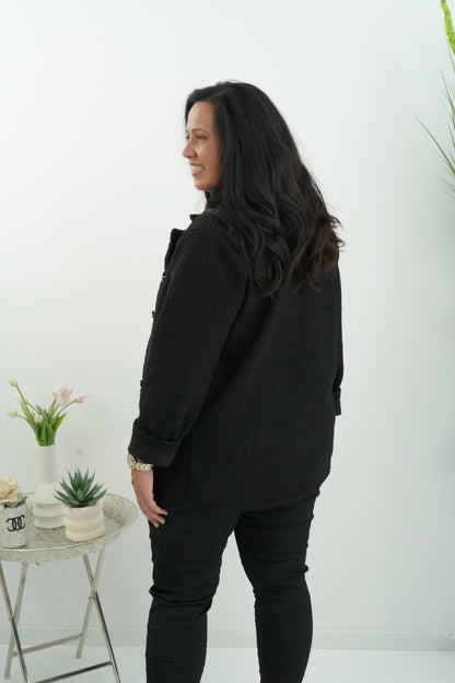 Elegante Bouclé-Jacke in Schwarz (38-44)