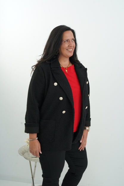Elegante Bouclé-Jacke in Schwarz (38-44)