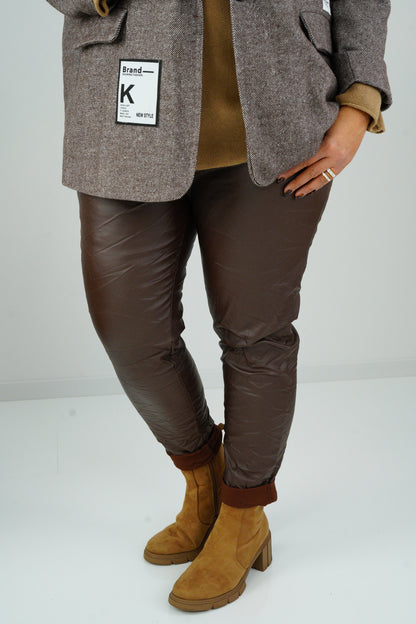 Lederimitat Joggpant in Chocolate (42-46)