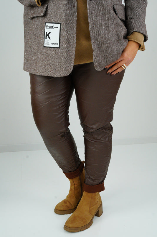 Lederimitat Joggpant in Chocolate (42-46)