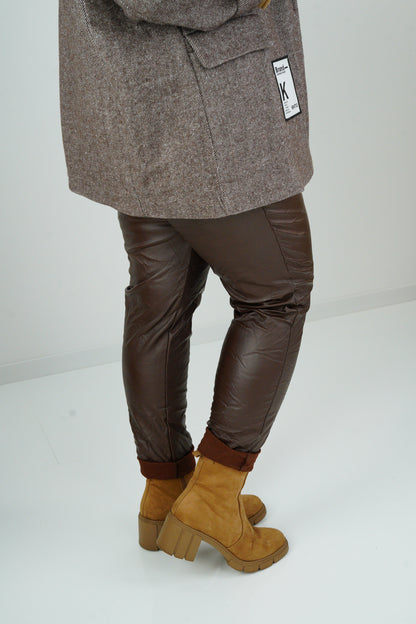 Lederimitat Joggpant in Chocolate (42-46)