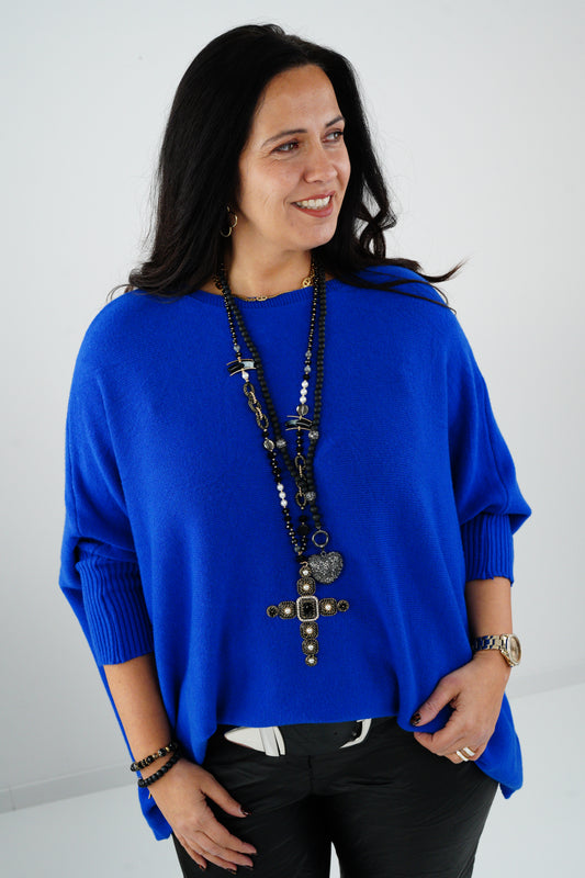 Pullover in Royal-Blue (42-48-Oversize)