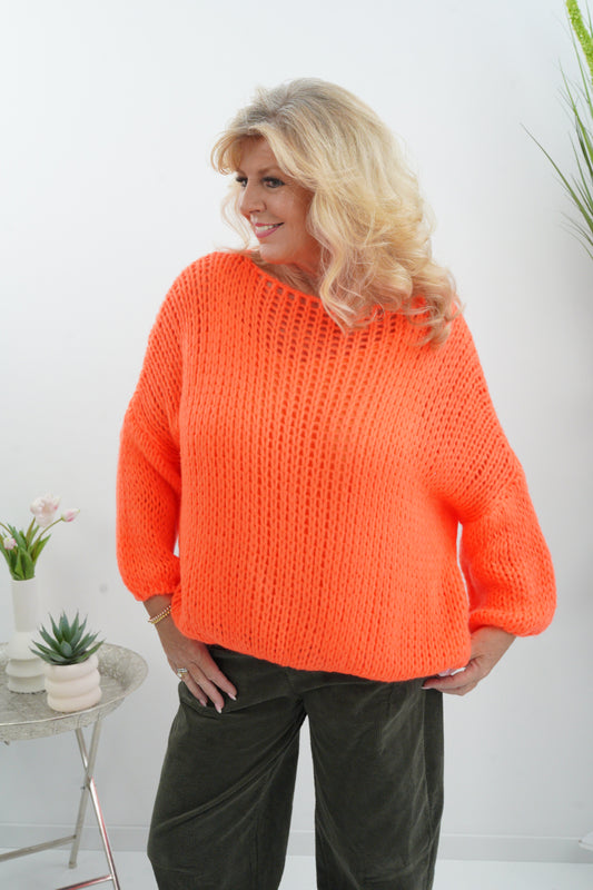 Leuchtender Pullover in auffälligem Neon-Orange (38-44)