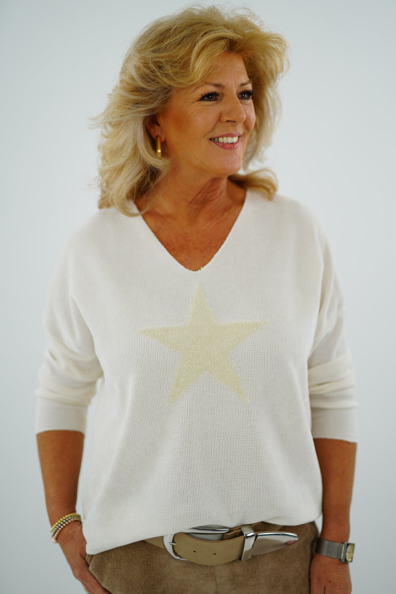 Chenilleshirt "Star" (38-42+) ecru