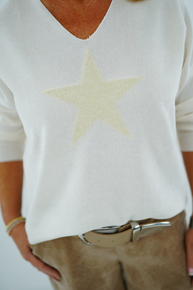 Chenilleshirt "Star" (38-42+) ecru