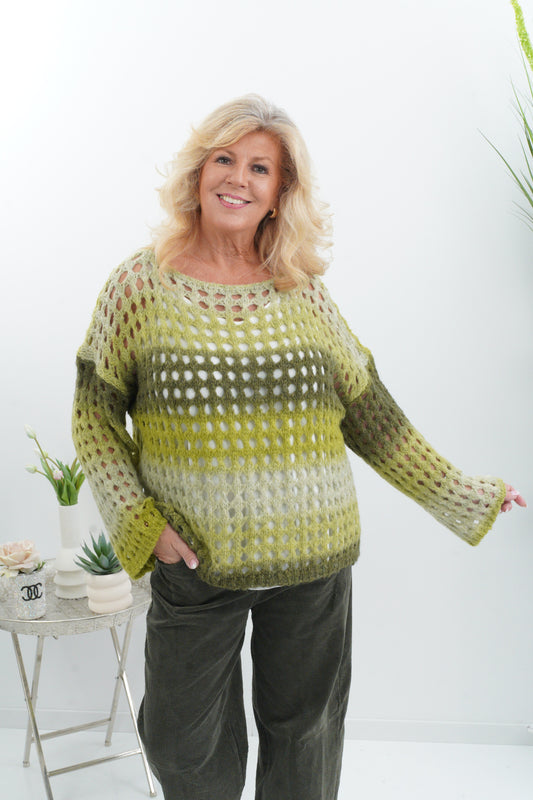 Pullover in Khaki-Grün mit wunderschönem Farbverlauf