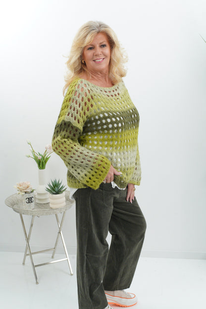 Pullover in Khaki-Grün mit wunderschönem Farbverlauf