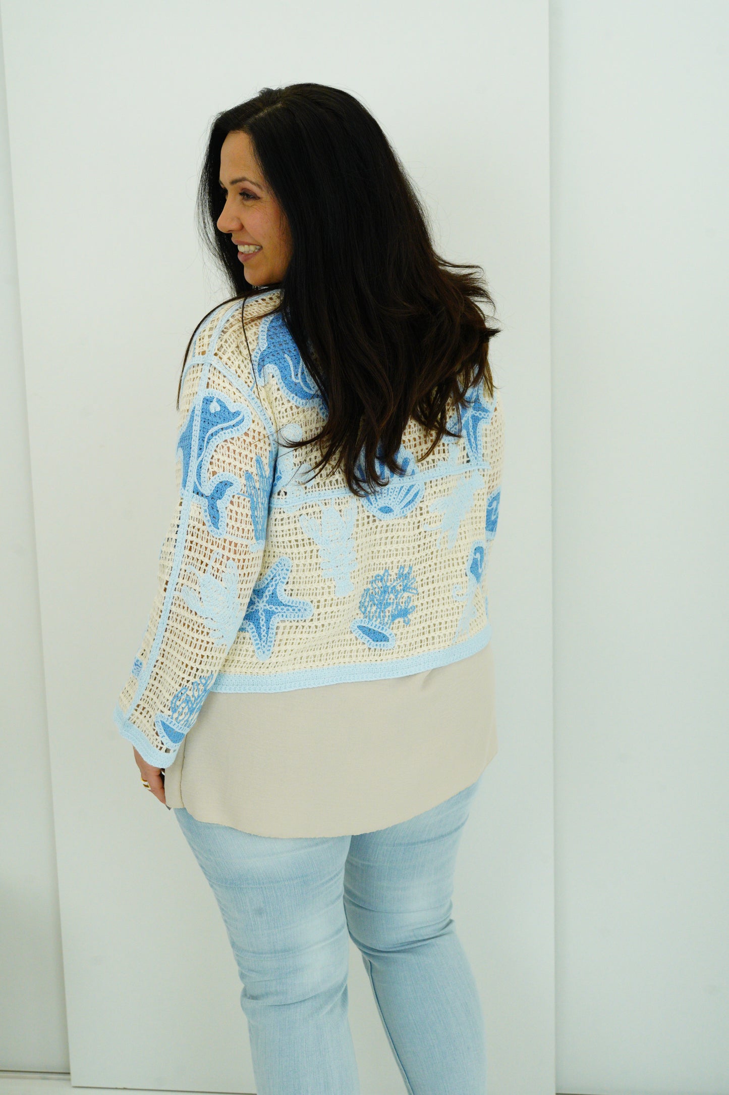 Pullover in Hellblau-Creme (38-42+)