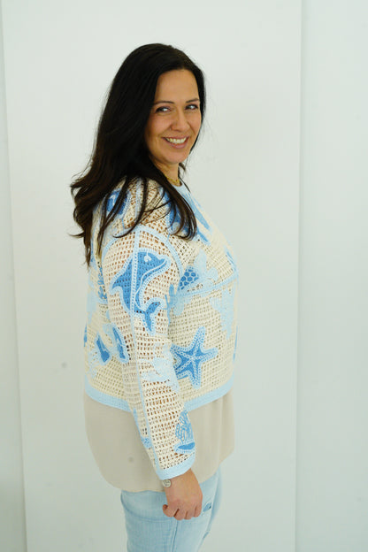 Pullover in Hellblau-Creme (38-42+)