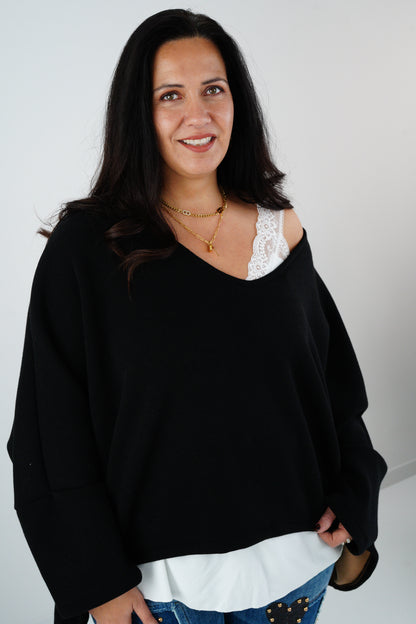 Sweatshirt in Schwarz (40-46+)
