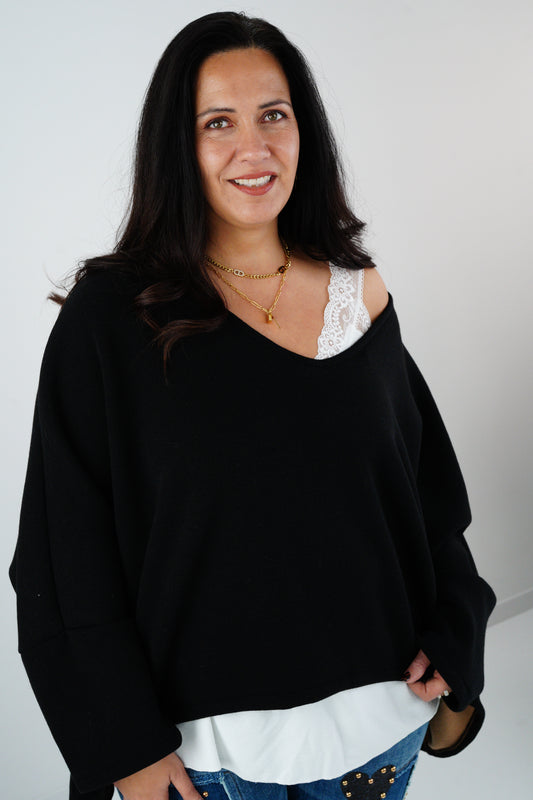 Sweatshirt in Schwarz (40-46+)