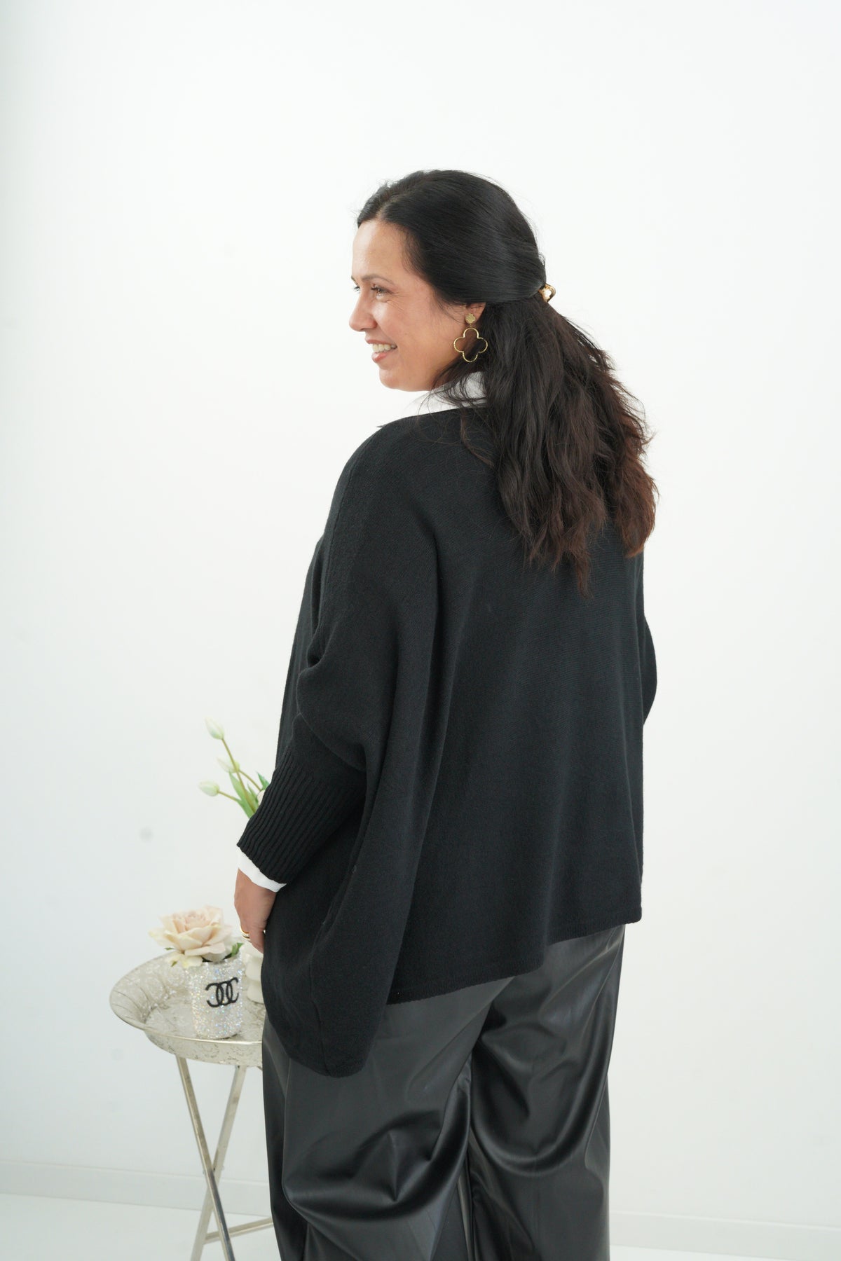Lässiger Oversize-Pullover in Schwarz (38-48)