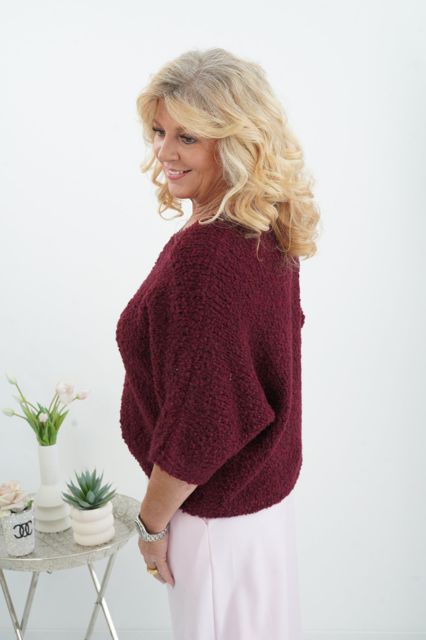 Stilvoller Pullover in edlem Bordeaux (38-42/44)